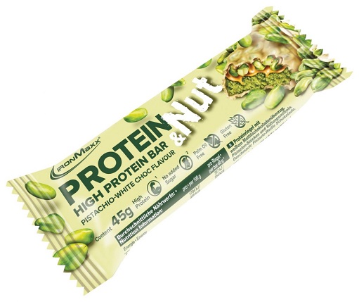 Ironmaxx Protein&Nuts Bar 24x45g Pistachio-White Choc