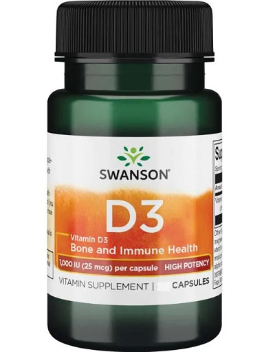 Swanson Vitamin D3 - 1000 IU - 30 Kapseln