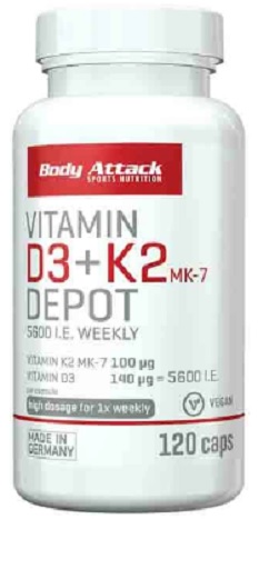 Body Attack Vitamin D3+K2 120 caps